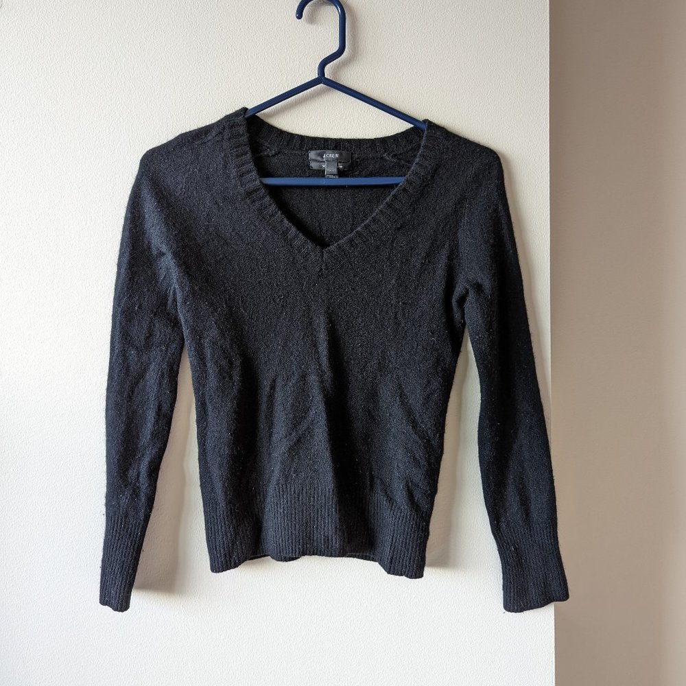 J.Crew cashmere blend V neck sweater XXS; black; long sleeve pullover